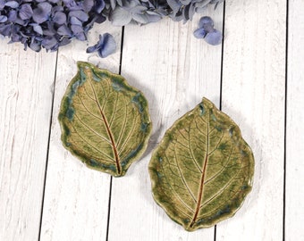 Two Leaf Set, Tea Bag Rest, Spoon Rest, Ring Dish, Handmade Pottery