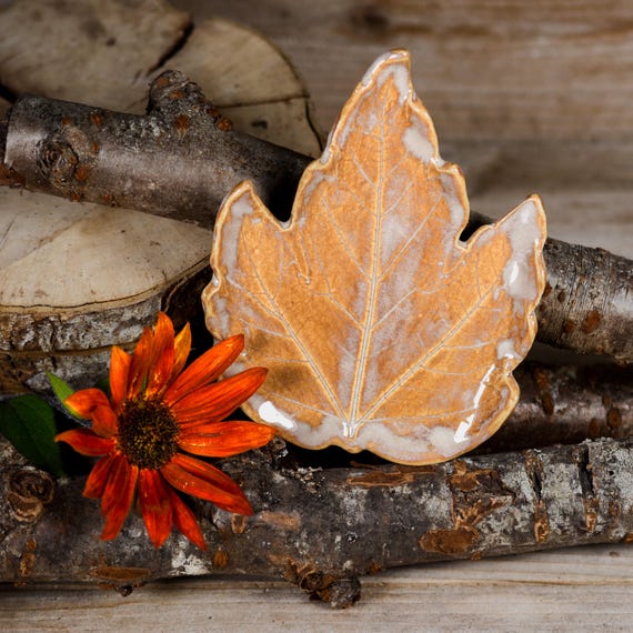 Spoon Rest, Tea Bag Rest, Maple Leaf, Melody MudWorks Handmade Pottery