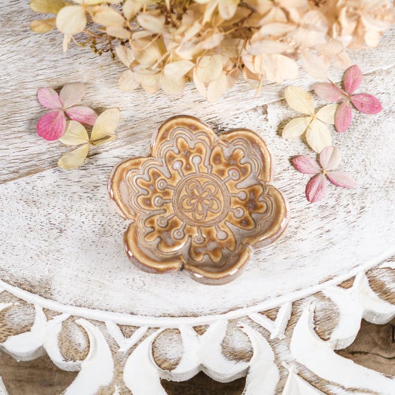 Little Flower Dish, Pill, Ring dish, Tiny Spoon Rest, Handmade Pottery Art, Melody MudWorks