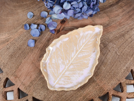 Leaf Spoon Rest, Trinket Dish, Tapas Dish, White Kitchen Decor, Neutral Boho Art