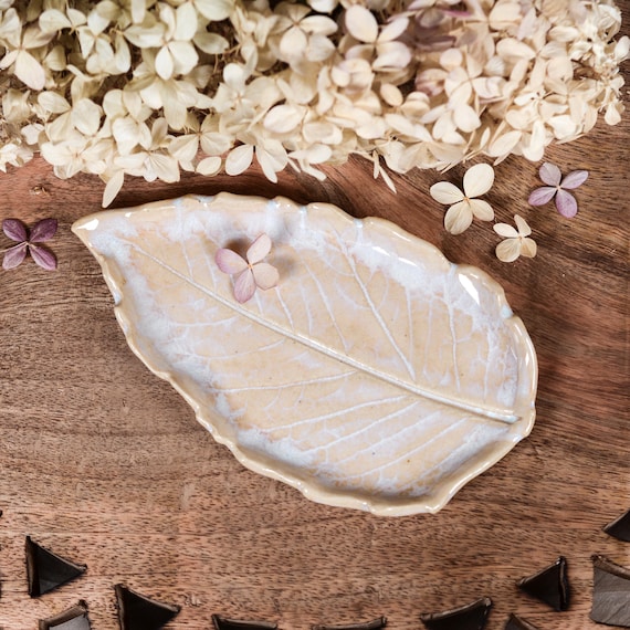 Leaf Spoon Rest, Trinket Dish, Tapas Dish, White Kitchen Decor, Neutral Boho Art