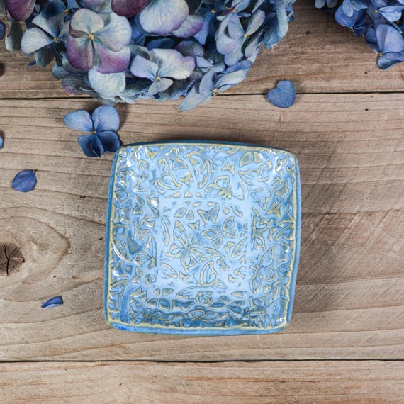 Blue Butterfly Dish, Tea Bag Rest, Dipping Dish, Ring Dish