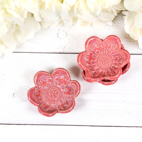 Flower Dish, Ring Holder, Pill Dish, Pretty Pink Tiny Dish