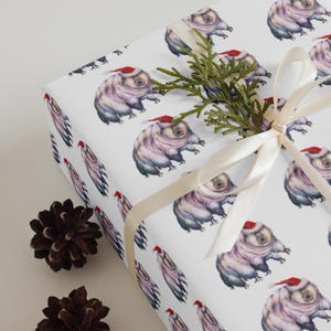 Tardigrade Wrapping Paper | Science Gift Wrap | Hand-Drawn Tardigrade Illustration | Set of 3 Sheets | Whimsical Christmas Wrapping Paper