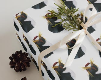 Hojas de papel de regalo de pingüino de penacho amarillo / Juego de 3 / Papel de regalo festivo ilustrado / Papel para envolver regalos