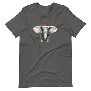 Elephant Christmas T-Shirt | Cotton Tee with Hand-Drawn Elephant | Festive Wildlife Shirt | Animal Lover Holiday Apparel