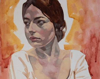 Modern Portrait Painting in Oils, Alla Prima Painting, Contemporary Figurative Art - "Head 17/100"