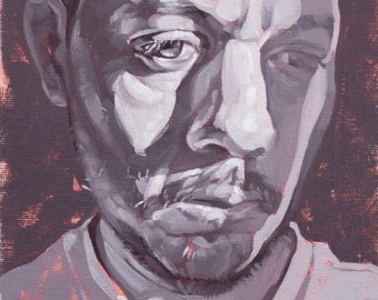Moody Portrait Painting in Oils, Contemporary Portrait Painting - "Head 28/100"