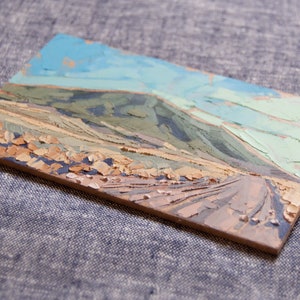 Miniature Landscape Painting, Original Southwest Oil Painting Skirting Ute Mountain image 4