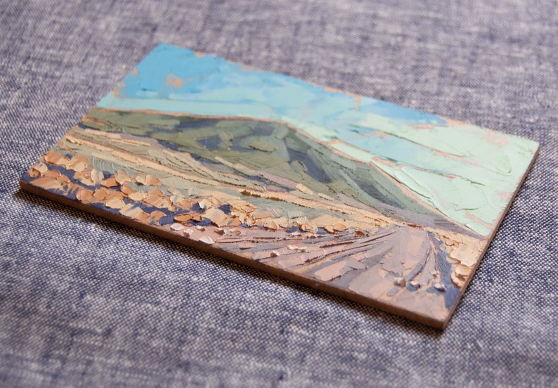 Miniature Landscape Painting, Original Southwest Oil Painting Skirting Ute Mountain image 4