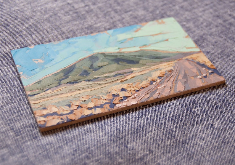 Miniature Landscape Painting, Original Southwest Oil Painting Skirting Ute Mountain image 3