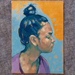 Original Oil Painting, Profile Portrait, Contemporary Painting Head 24/100 image 2