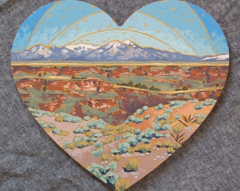 Heart-Shaped New Mexico Landscape Painting - Original Oil Painting - "I Heart Taos"