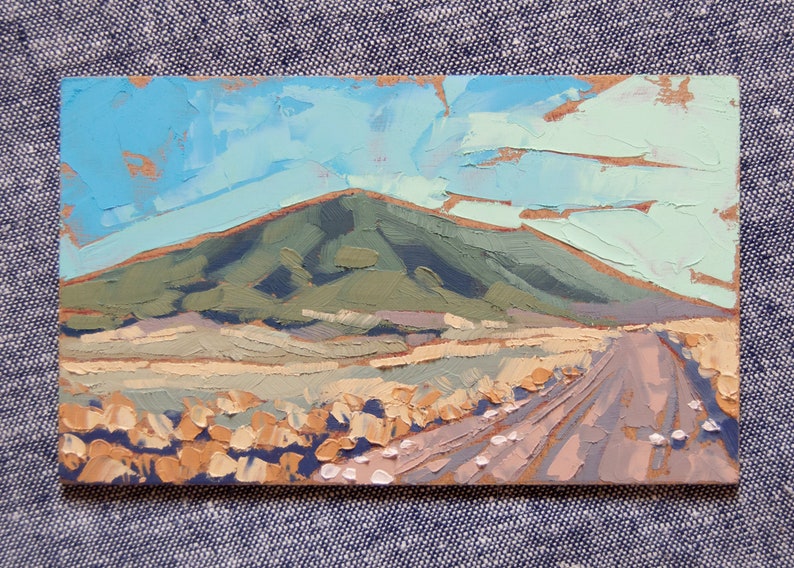 Miniature Landscape Painting, Original Southwest Oil Painting Skirting Ute Mountain image 2