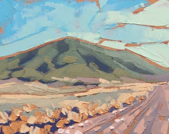 Miniature Landscape Painting, Original Southwest Oil Painting - "Skirting Ute Mountain"