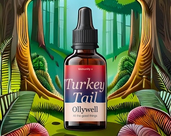 Gotas de Extrato de Cogumelo Cauda de Peru 30 ml – Reforço Imunológico e Suporte à Saúde Intestinal | Adaptogen Orgânico da Ollywell | Feito na Polônia