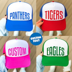 Custom Team Name Foam Trucker Hat Sports Team Spirit Hat Foam Trucker Hat School Spirit Hat Custom Mascot Hat Game Day Football Trucker Hats