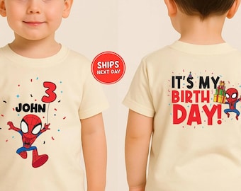 Custom Spider Birthday Shirt Superhero Spidey Birthday Shirt Personalized Birthday Shirt Kids Birthday Boy Shirt Birthday Custom Age Name