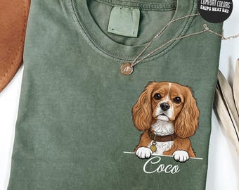 Custom Pet Comfort Colors® Shirt Pet Photo And Name Personalized Pet Portrait Shirt Custom Dog Cat Graphic Tee Pet Lover Gift Dog Mom Shirt
