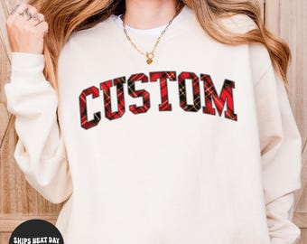 Personalized Christmas Plaid Comfort Colors® Shirt Custom Family Name Holiday Shirt Merry Christmas Shirt Custom Plaid Sweatshirt Xmas Gifts
