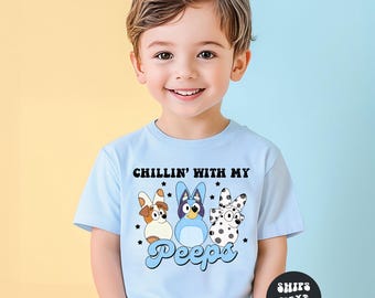 Blue Dog Easter Shirt Chillin With My Peeps Shirt Cartoon Dog Easter Shirt Easter Blue Dog Shirt Easter Kids Toddler Shirt Blue Dog Shirt