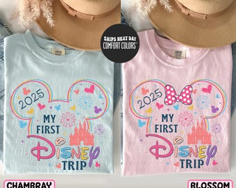Kids Disney Comfort Colors® Shirt My First Disney Trip Shirt First Disney Trip Kids Sweatshirt Disney Family Trip Matching Minnie Mickey Tee