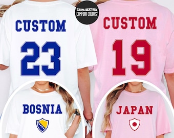 Custom 2026 Soccer Comfort Colors® Shirt Custom Name And Number Custom Country Flag International Football Tournament World Soccer 2026 Tee