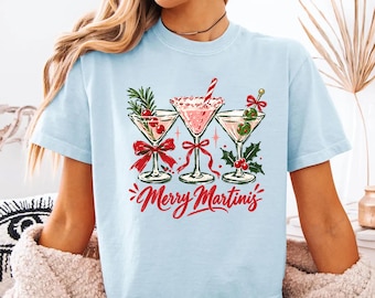 Merry Martini Boxy Tee Funny Christmas Cocktail Comfort Colors® Boxy Tee Holiday Drinking Baby Tee Festive Martini Xmas Girls Party Tank Top