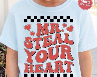 Boys Valentines Shirt Mr Steal Your Heart Kids Valentines Day Shirt Cute Boys Shirt Trendy Valentines Sweatshirt Toddler Valentine Sweater