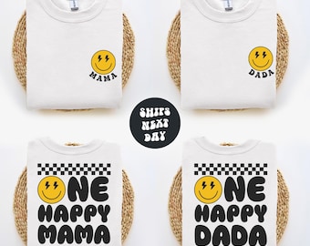 Camiseta personalizada para niño de cumpleaños, camiseta de cumpleaños "Feliz cumpleaños, amigo", sudaderas a juego, conjunto retro a cuadros para fiesta de cumpleaños familiar