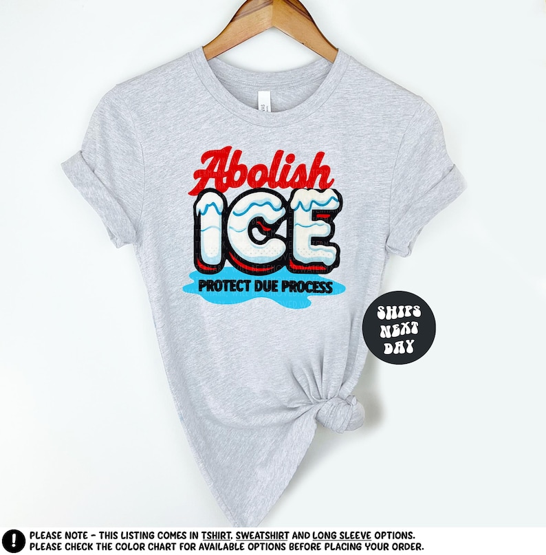 a t - shirt with the slogan abolish ice on it
