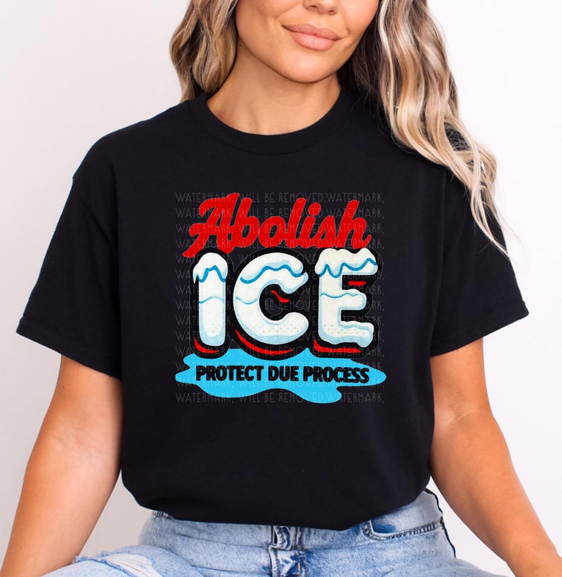 a woman wearing a black t - shirt with the words, abolah ice