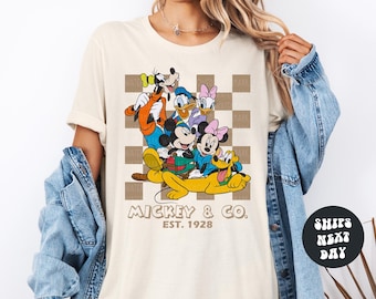 Disney Mickey and Friends Shirt Disney Checkered Sweatshirt Mickey and Co 1928 Shirt Retro Disney Vacation Shirt Matching Disney Trip Shirts