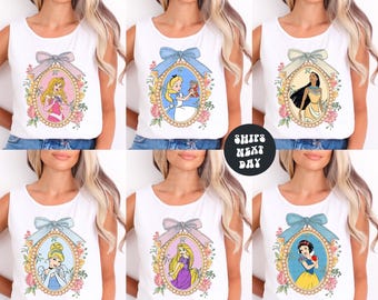 Disney Princess Tank Tops Coquette Disney Princess Jersey Tank Top Matching Disney Girls Trip Tanks Disney Group Comfort Colors® Tank Tops