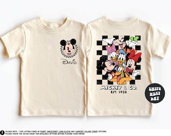 Camiseta Disney personalizada a cuadros de Mickey y sus amigos, sudadera para niños pequeños, camiseta de Mickey y Minnie, camisetas de viaje familiar a Disney, camisetas a juego