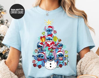 Disney Stitch Christmas Comfort Colors® Shirt Disney Stitch Shirt Matching Christmas Family Disney Trip Shirt Lilo And Stitch Christmas Gift
