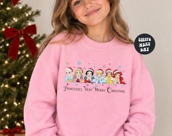 Retro Disney Princess Christmas Sweatshirt Christmas Disney Princesses Sweatshirt Disney Christmas Party Sweatshirt Disney Girls Trip Gift