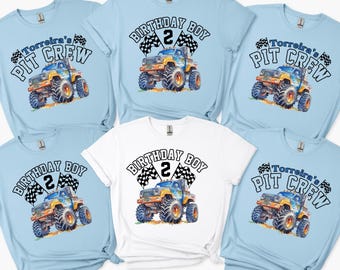 Custom Monster Truck Birthday Shirt Family Matching Birthday Shirt Pit Crew Shirt Custom Racing Car Birthday Boy Sweatshirt Gift For Him