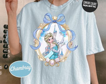 Princess Elsa Shirt Comfort Colors Disney Princess Coquette Shirt Frozen Shirt Girls Disney Shirt  Princess Shirts For Kids