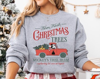 Retro Christmas Disney Sweatshirt Mickey's Farm Fresh Christmas Trees Sweatshirt Mickey's Very Merry Christmas Disney Xmas Trip Sweatshirts