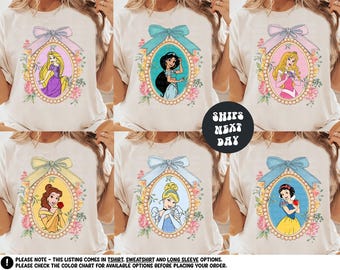 Disney Princess Shirt Coquette Disney Princess Sweatshirt Matching Disney Girls Trip Shirts Disney Group Trip Shirts Girls Retro Disney Tee