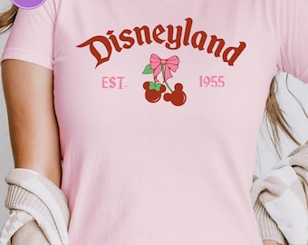 Vacation Coquette Cherry Baby Tee Fitted WDW Coquette Vacation Cherries Crop Top Girly Disney Baby Tee Disney Comfort Colors® Tank Top