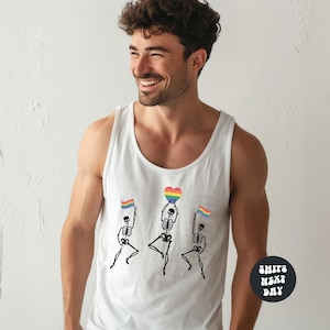 LGBT Pride Tank Top Skeleton Pride Comfort Colors® Tank Top Rainbow LGBTQ Funny Pride Gay Pride Lesbian Bisexual Queer Tank Top Pride Month