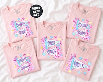 First Day of School Shirt Pennant Flag Back To School PreK Tee Kindergarten Shirt First Second Grade All Grades Preppy Comfort Colors® Shirt