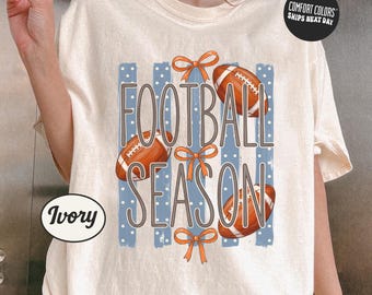 Striped Football Season Shirt Preppy Womens Game Day Shirt Trendy College Game Day Comfort Colors® Shirt Football Mom Shirt Oversized Shirt