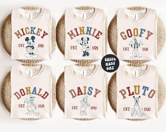 Camiseta de Mickey Mouse y Minnie Mouse, sudaderas retro de Disney Mickey y sus amigos, sudaderas para niños, jóvenes y bebés, camisetas familiares a juego de Disney
