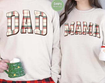 Matching Family Sweatshirt Christmas Holiday Family Pajamas Mom Dad and Mini Christmas Plaid Family Sweatshirt Xmas Family First Christmas
