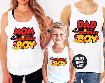 Custom Disney Birthday Family Tank Tops Custom Mickey Birthday Boy Comfort Colors® Tank Top Disney Matching Family Birthday Party Outfits