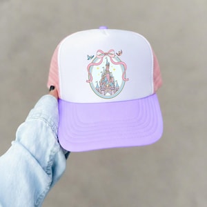 Disney Princess Castle Hat Pastel Pink And Blue Magic Kingdom Hat Magic Kingdom Trucker Hat Princess Coquette Hat Disney World Girls Trip