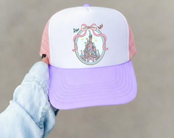 Disney Princess Castle Hat Pastel Pink And Blue Magic Kingdom Hat Magic Kingdom Trucker Hat Princess Coquette Hat Disney World Girls Trip
